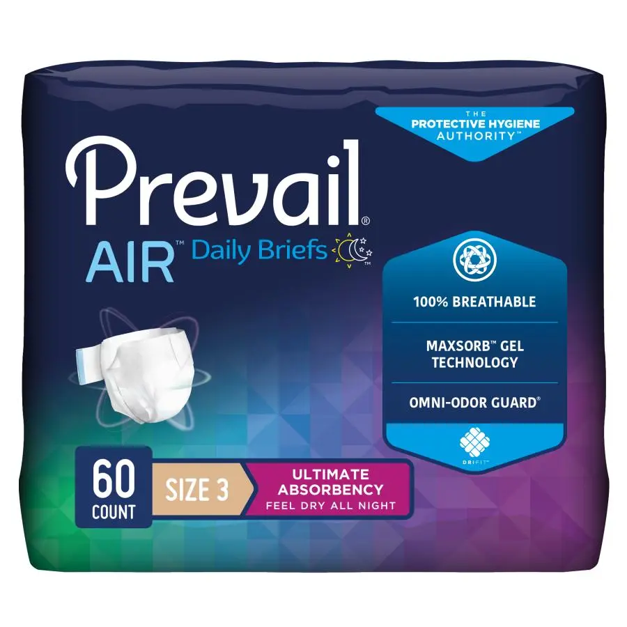 Briefs, Prevail Air Ultimate Absorbency, XLg 60/Cs