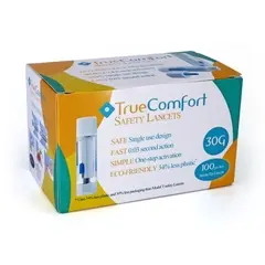 True Comfort Safety Lancets, 30g 100/Bx