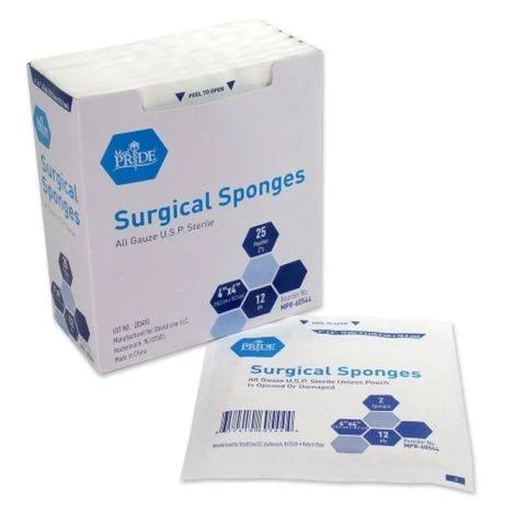 Gauze Sponge Sterile 2's, 4x4 12 Ply, 25/Bx