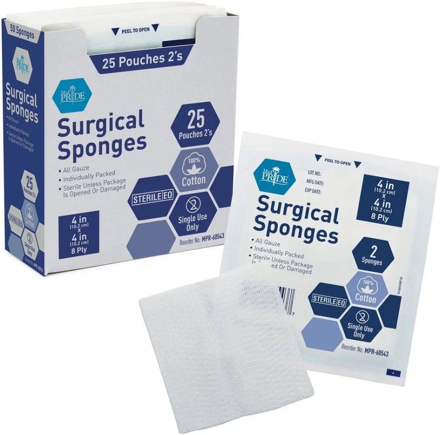 Gauze Sponge, Sterile 2's, 4 X 4 8 Ply, 25/Bx