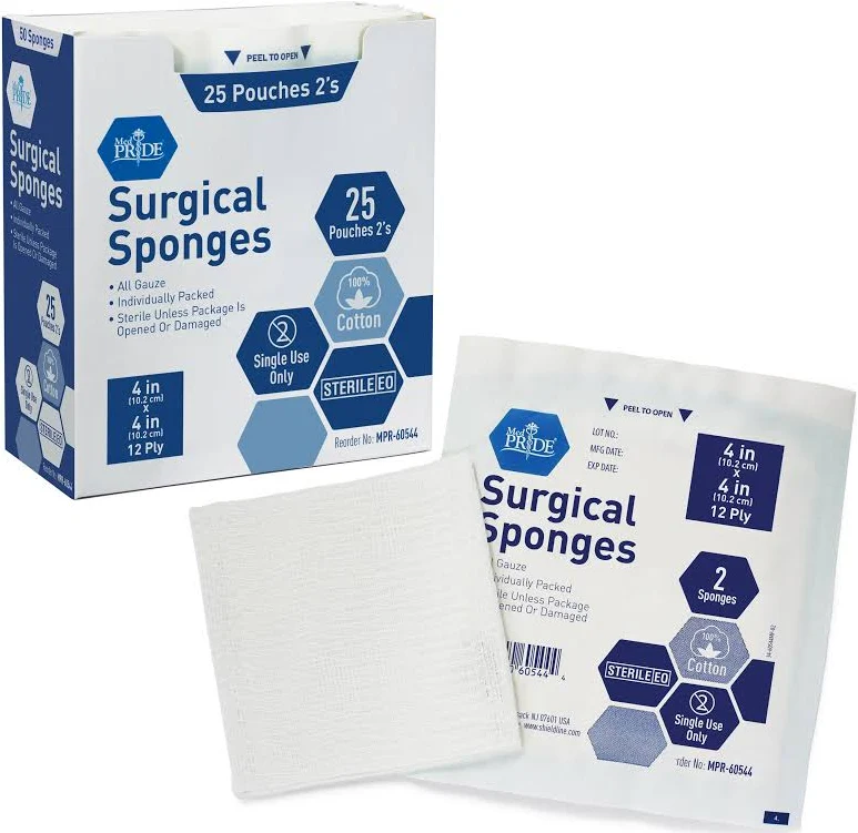 Gauze Sponge, Sterile 2's, 4 X 4 12 Ply, 25/Bx