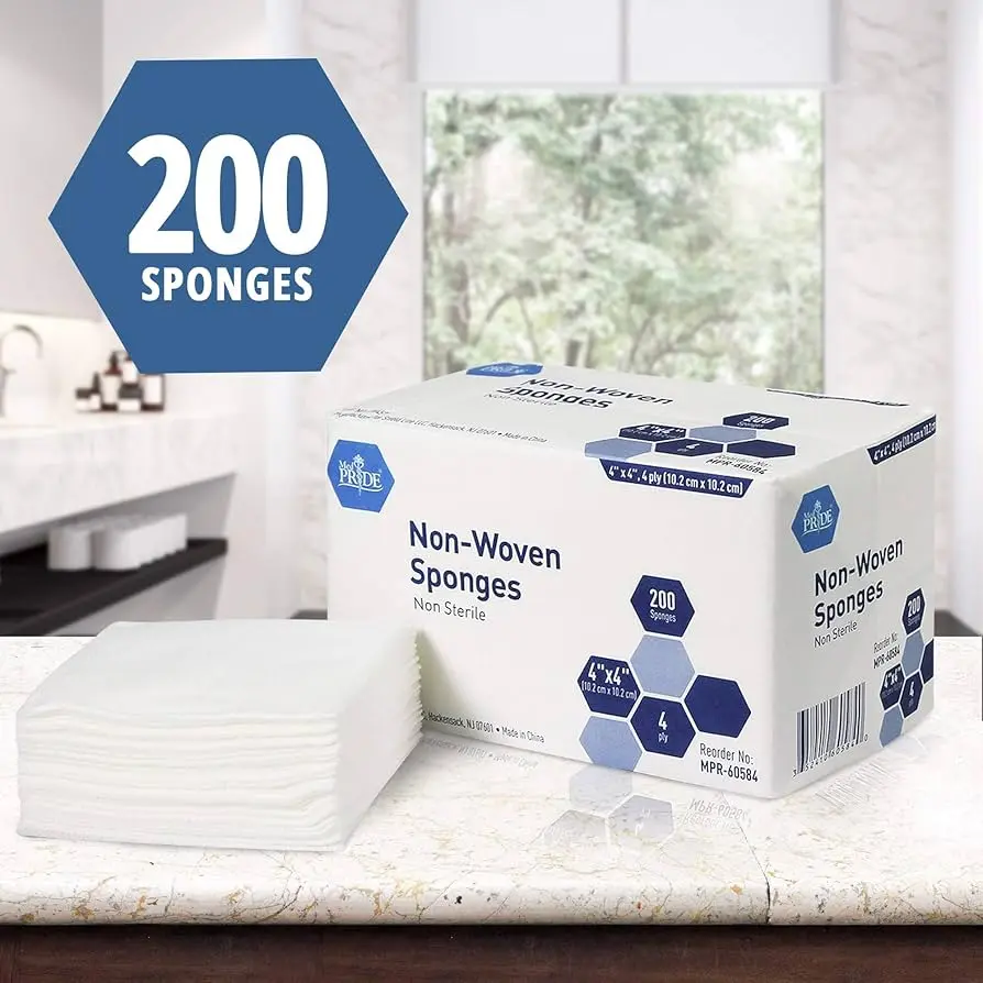 Gauze Sponge, Non-Woven, Non-Sterile, 4 X 4 4Ply, 200/Pk