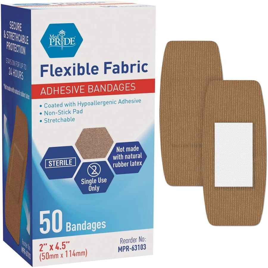 Adhesive Bandage, Fabric 2" X 4.5", Sterile 50/Bx