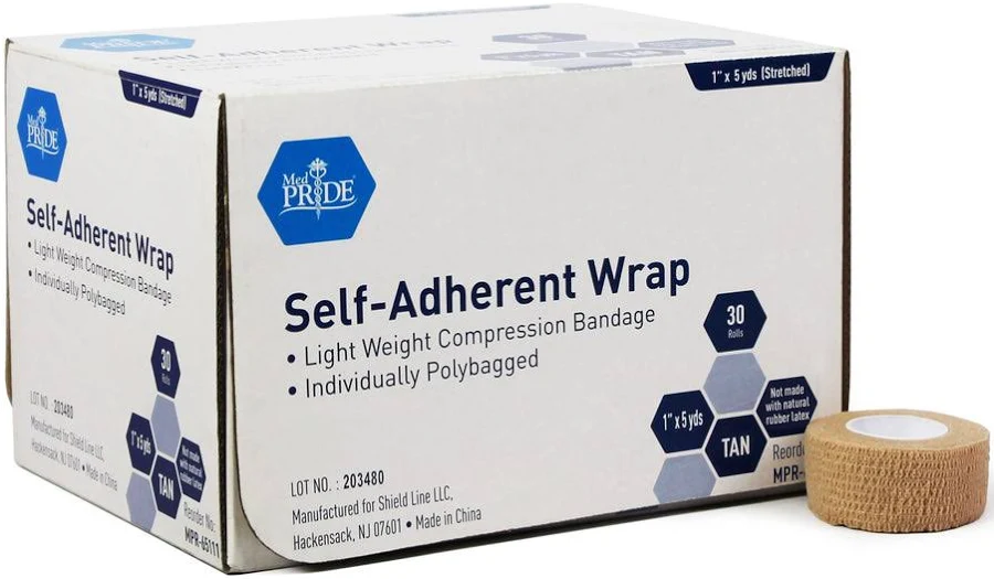 Self-Aherent Wrap, 1" X 5 yds, Tan Latex Free, 30/Bx