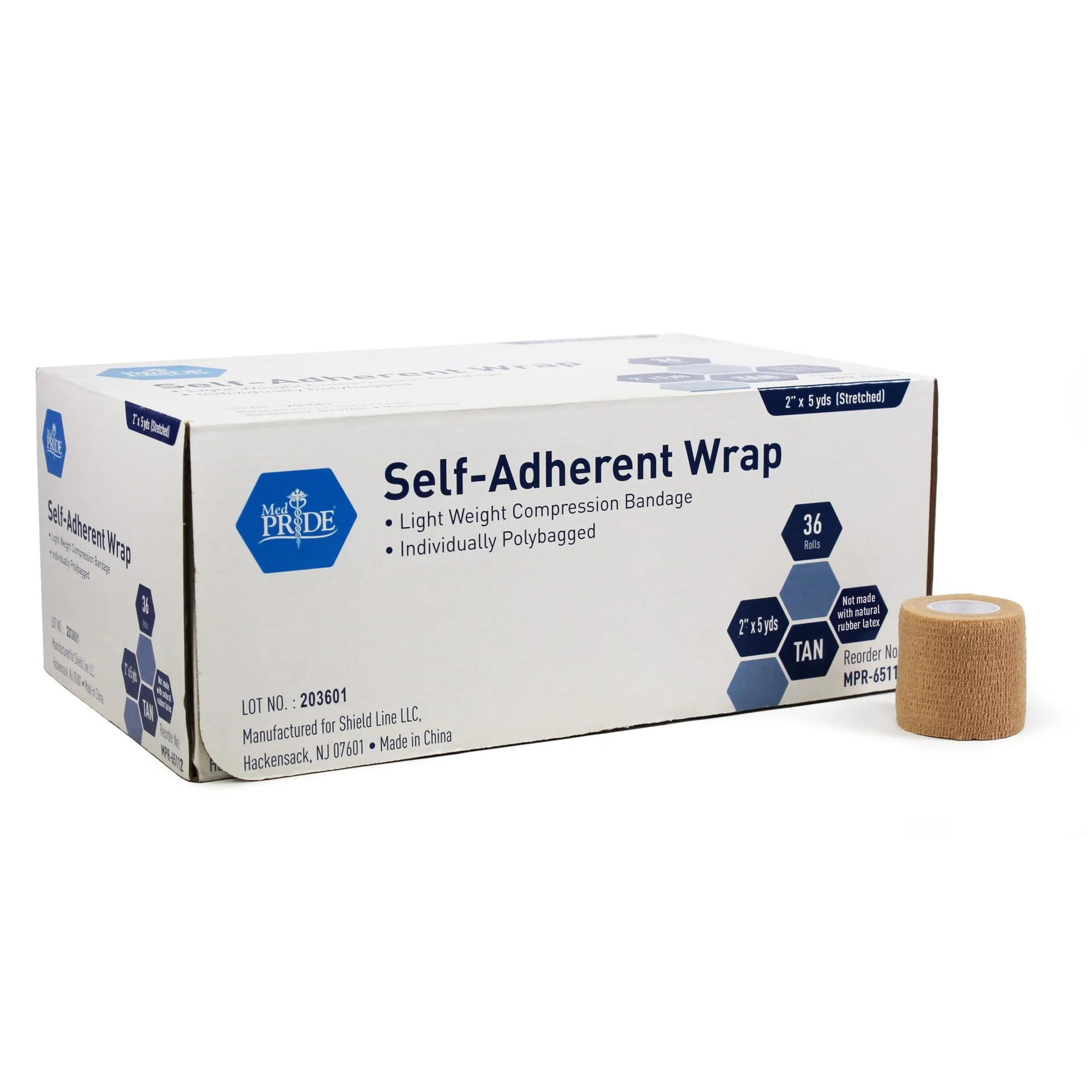 Self-Adherent Wrap, 2" X 5 yds, Tan Latex Free, 36/Bx