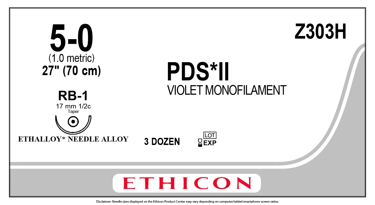 Suture PDS II Violet 5-0 RB-1 27" 36/ct