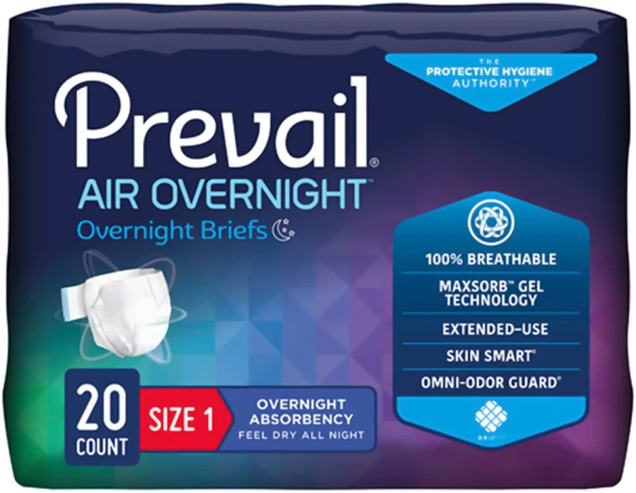 Briefs, Prevail Air Overnight Absorbency, Med 80/Cs