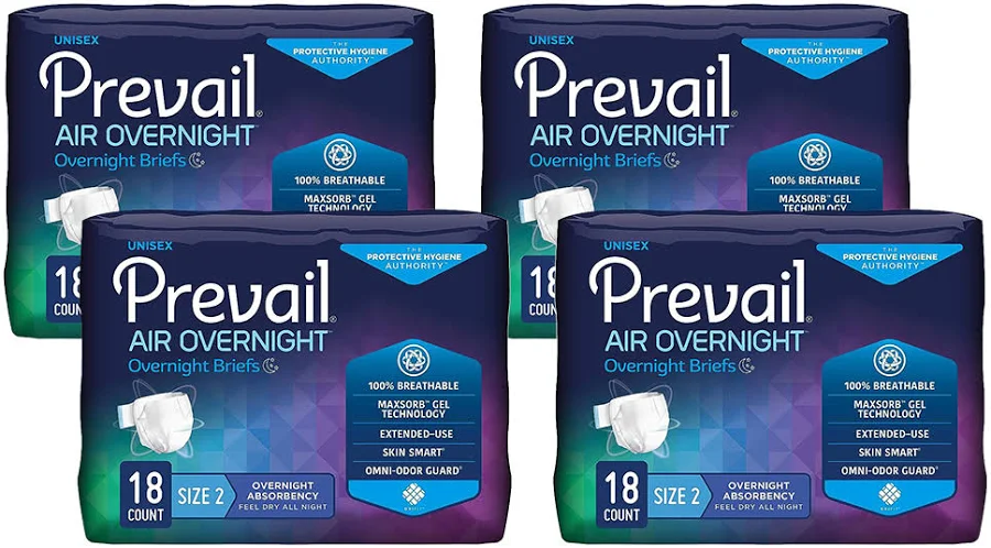 Briefs, Prevail Air Overnight Absorbency, Lg 72/Cs