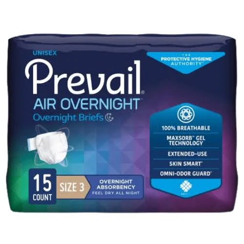 Briefs, Prevail Air Overnight Absorbency, XLg 60/Cs