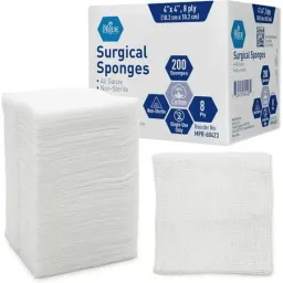Gauze Sponge, Non-Sterile, 4x4, 8 Ply, 200/Pk          
