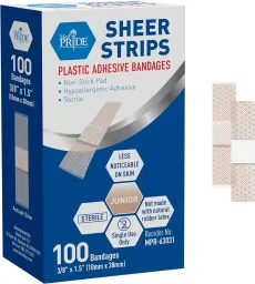 Adhesive Bandage Sheer Jr, 3/8" X 1.5", Sterile 100/Bx