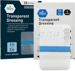 Transparent Dressing, 6" X 8", 10/Bx