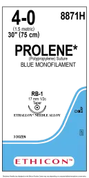 Suture, 4-0 PROLENE BLUE 1X30" RB-1 36/ct