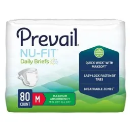 Briefs, Nu-Fit Max Absorbency, Med 4/20Pk, 80/Cs