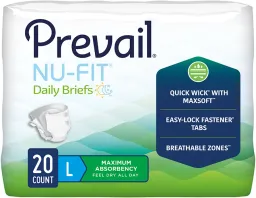 Briefs, Nu-Fit Max Absorbency, 4/20Pk, Lg 80/Cs