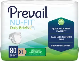 Briefs, Nu-Fit Max Absorbency XLg 4/20Pk, 80/Cs