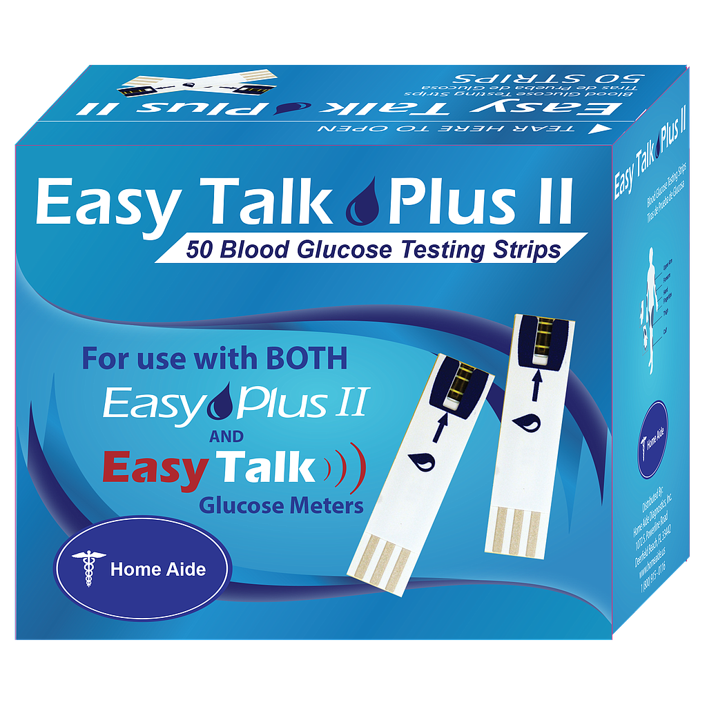 Easy Plus II Glucose Test Strips, 50/Bx
