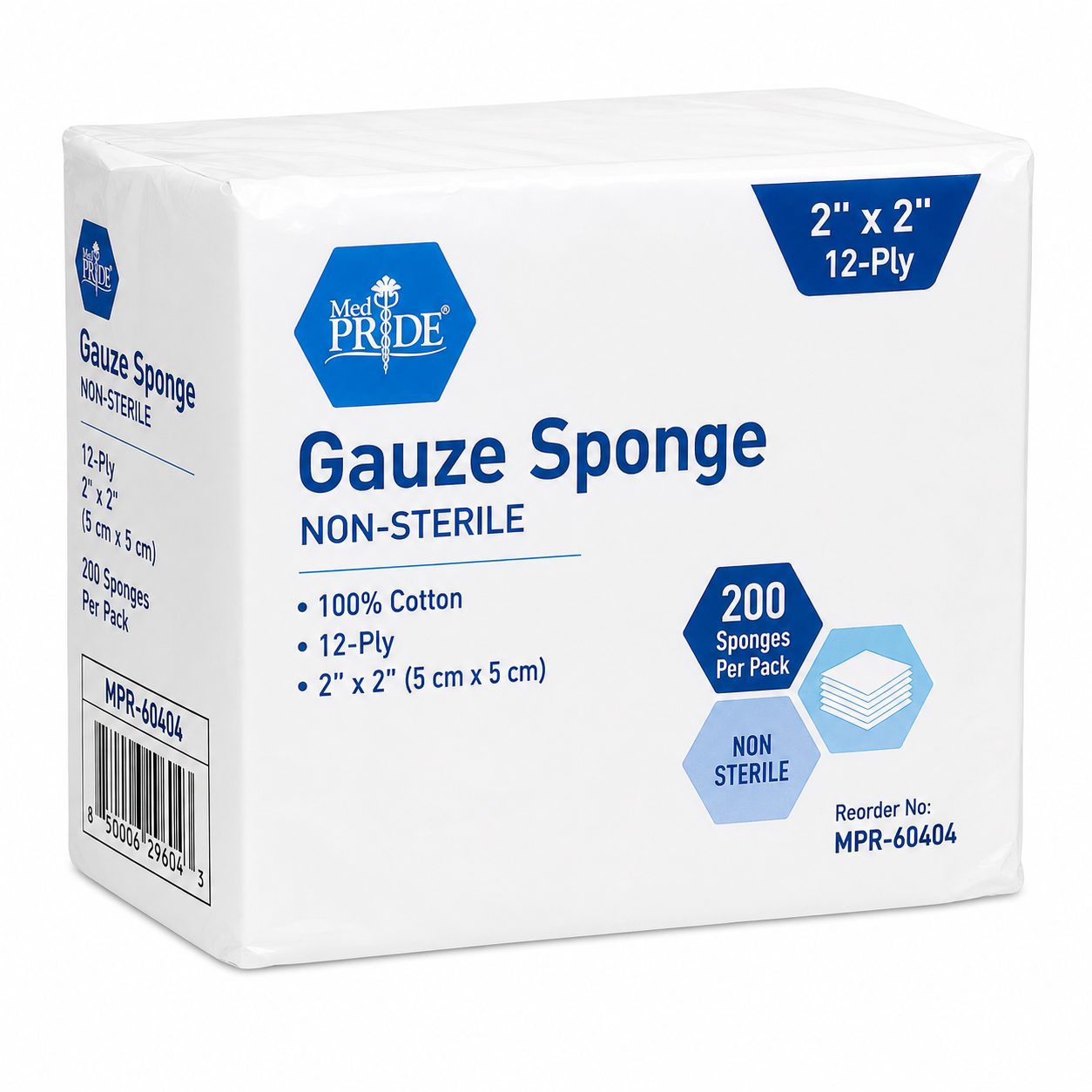 Gauze Sponge, Non-Sterile 2 X 2 12 Ply, 200/Pk