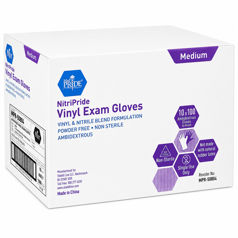 Gloves,Exam Stretch Vinyl/Nitrile Blend, Non-Sterile, MED, 100/Bx