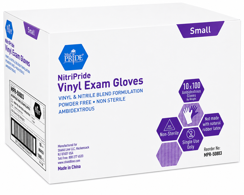 Gloves,Exam Stretch Vinyl/Nitrile Blend, Non-Sterile, Sm, 100/Bx