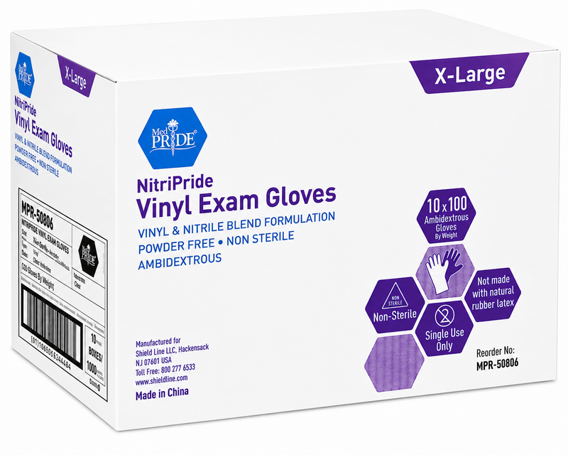 Gloves,Exam Stretch Vinyl/Nitrile Blend, Non-Sterile, XLg, 100/Bx