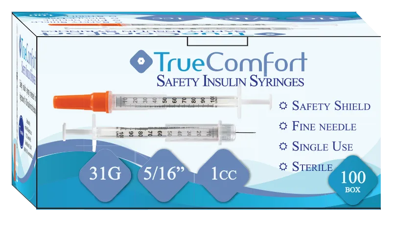 Safety Insulin Syringe, 1ml 31g X 5/16", 100/Bx