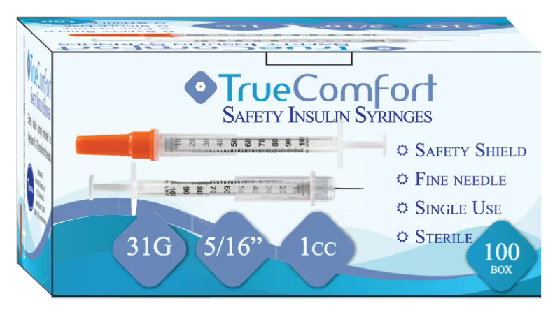 Safety Insulin Syringe, 1ml 31g X 5/16", 100/Bx