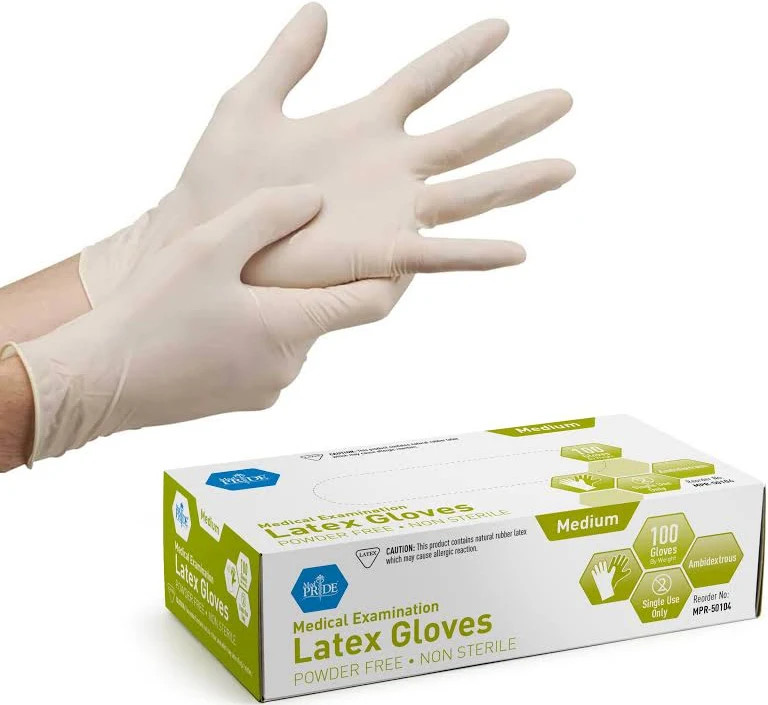 Gloves, Exam Latex P/F, Med 100/Bx