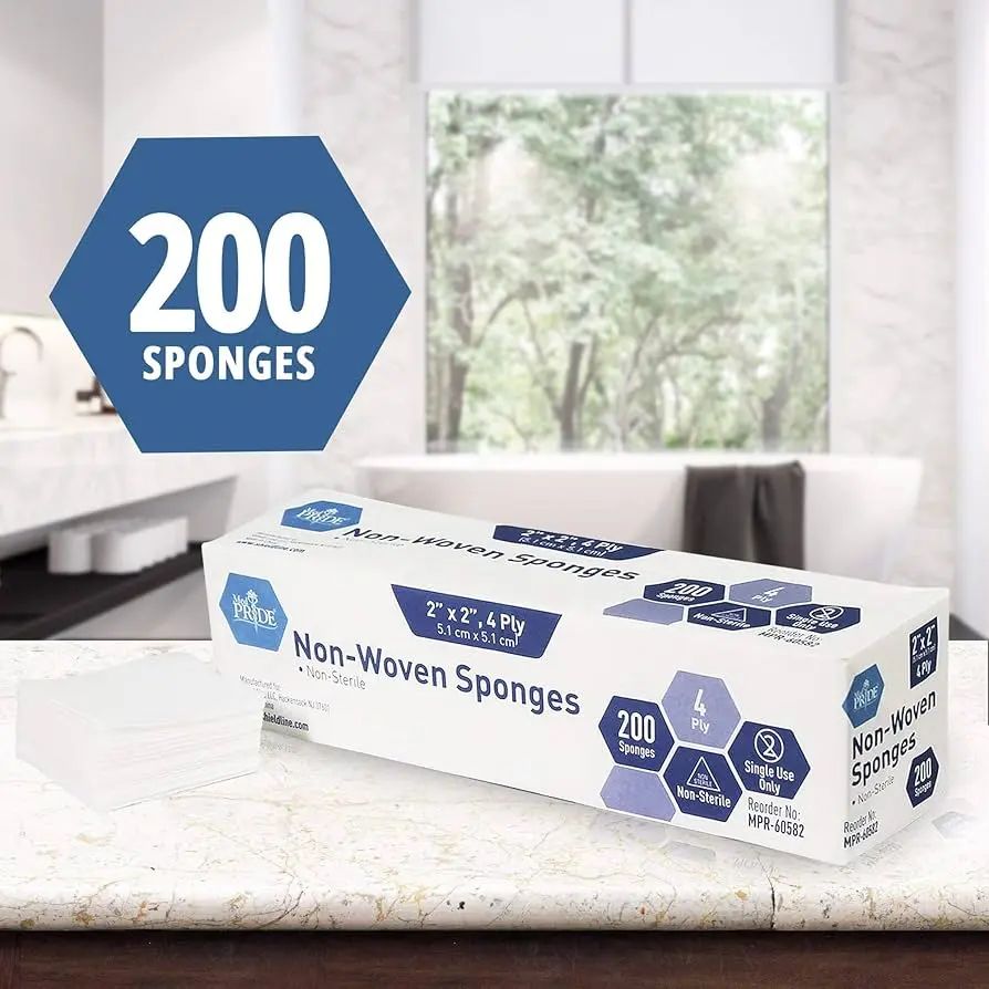 Gauze Sponge, Non-Woven, Non-Sterile 2 X 2 4 Ply, 200/Pk