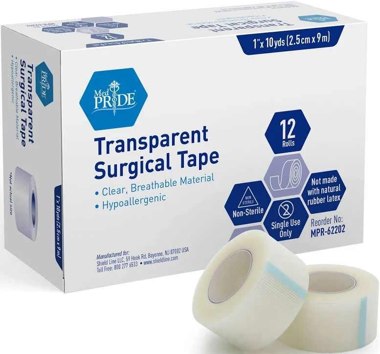 Surgical Tape, Clear 1" X 10 Yds, 12/Bx