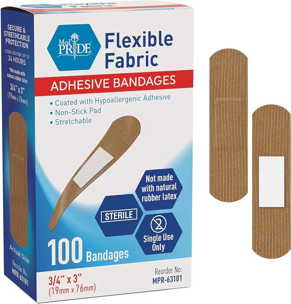 Adhesive Bandage, Fabric 3/4" X 3", Sterile 100/Bx