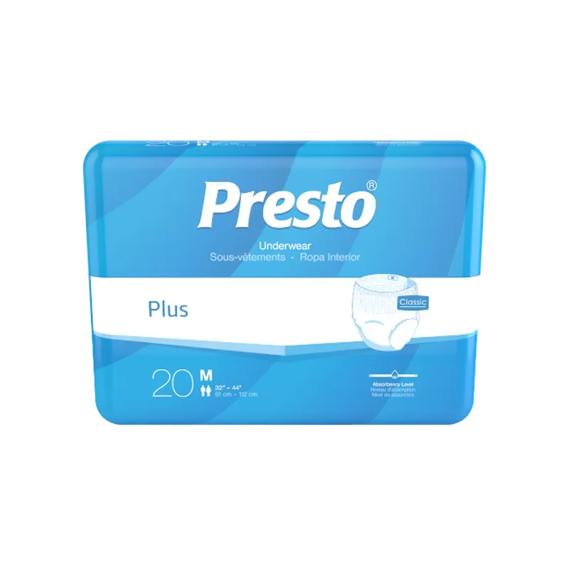 Pull-Ups, Presto Classic Plus, Med (32"-44"), 4/20Pk, 80/Cs