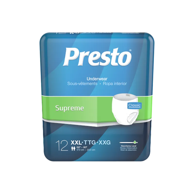 Pull-Ups, Presto Classic Supreme, XXLg (68"-80"), 4/12Pk, 48/Cs